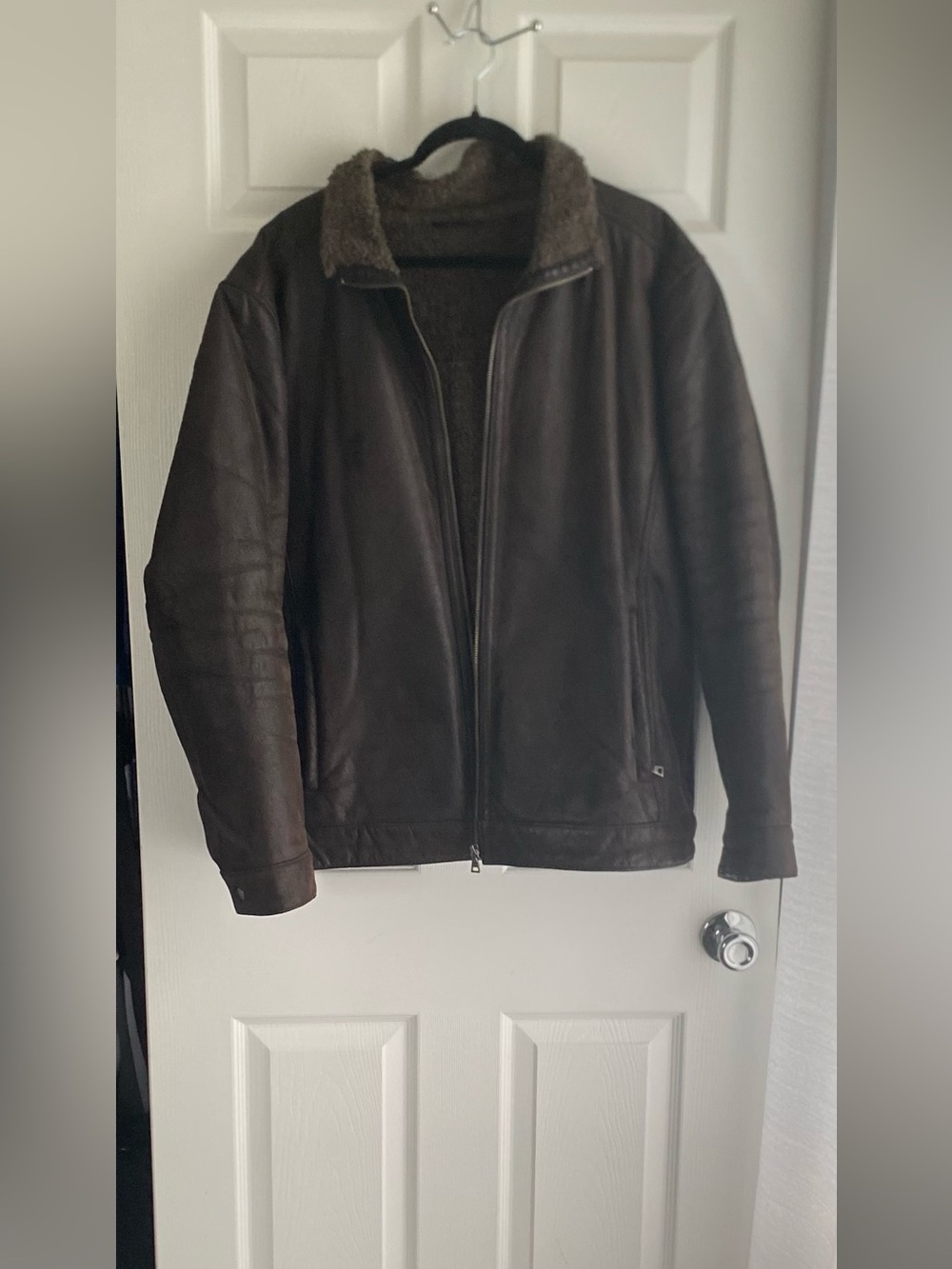 Danier Dark Brown Leather Bomber Jacket